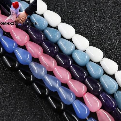 OMH Z36 8X12 Water Droplets Natural Jade Handmade Beaded Diy Accessories With Jewelry Semi-finished Buttons Round Loose Beads