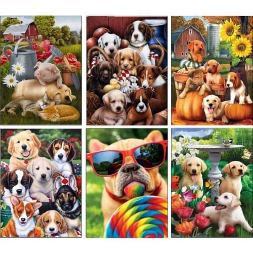 Full Diamond Embroidery Animal lovely Dogs Cross Stitch 5D Diamond Mosaic diamond Painting Rhinestone Mosaic Home decor gift
