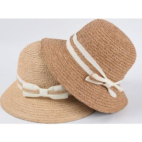USPOP white bow sun hats raffia straw hats women summer hats pathckwork beach hats
