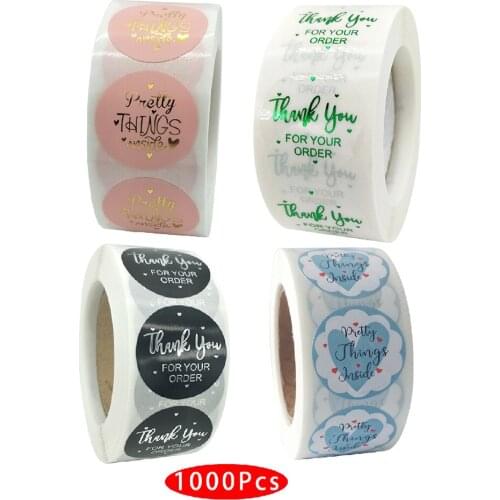 1000Pcs/set Cute Aesthetic Vintage Thank You Sticker Your Order Pretty Things Inside Packaging Seal Label Scrapbooking Material