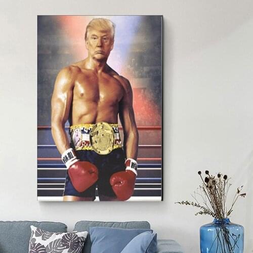 Sports Star Boxer Donald Trump Rocky US President Canvas Painting Cuadros Salon Wall Picture Living Room Canvas Wall Art