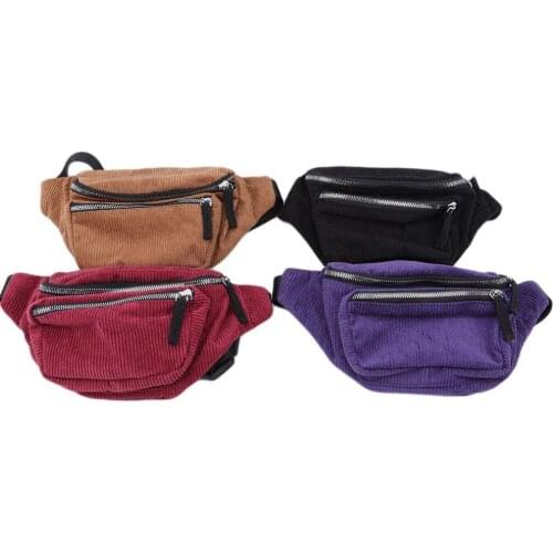 Hot Sale Vintage Corduroy Waist Pack Women Girls Chest Pouch Belt Bags Female Fashion Messenger Shoulder Waist Pack Heuptasje