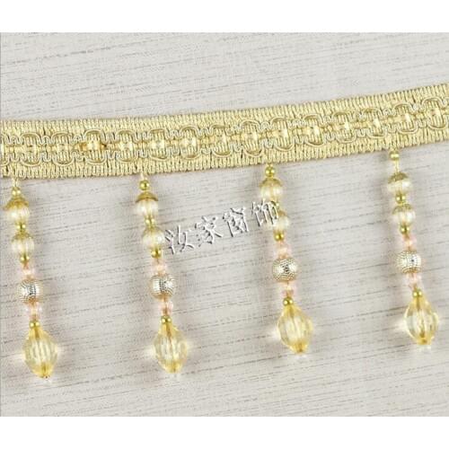 13Yard/Lot European Curtain Lace Crystal Beads Curtain Trims Decoration Lace Tassel Fringe Accessories Pendant Ball