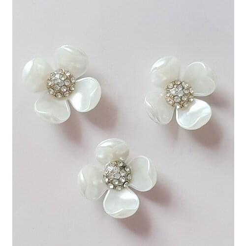 10 PCS 26mm Flower Inlaid With Rhinestone Decorations Handmade DIY Jewelry Making Accessories