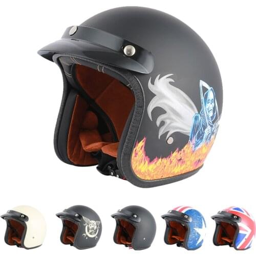 BLD Retro 3/4 Open Face Motorcycle Helmet Vintage High Quality Scooter Motorbike Jet Capacete Chopper Moto Bicycle Riding casco