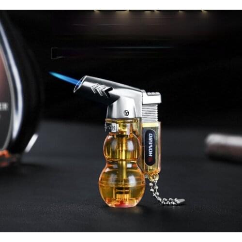 Refillable Inflatable Lighter Gourd Straight Creative Metal Inflatable Small Spray Gun Lighter Smoking Accessories Gift for Men