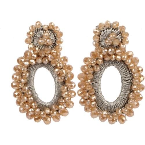 Handmade Chunky Crystal Bead Trendy Drop Dangle Earrings for Women Florate Brand Wholesale Statement Boho Party Jewelry Earrings