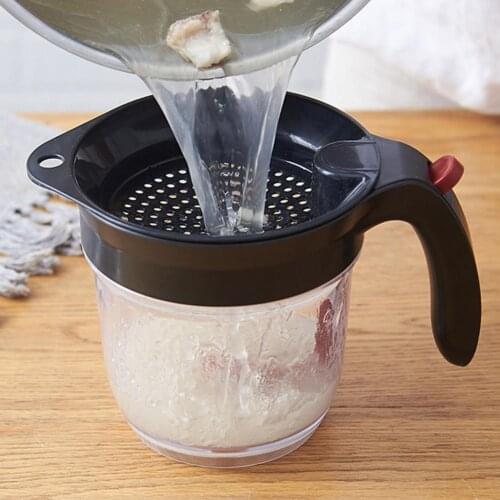 1000ML Fat Separator Bottom Release Gravy Oil Soup Fat Separator With Strainer Filter Bowl Kitchen Utensil Cooking Tools