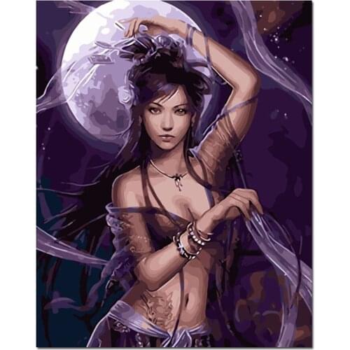 3D Painting By Numbers Beauty under the moonlight DIY 5D Diamond Painting Full Round Square Diamond Art Home Decor A1341