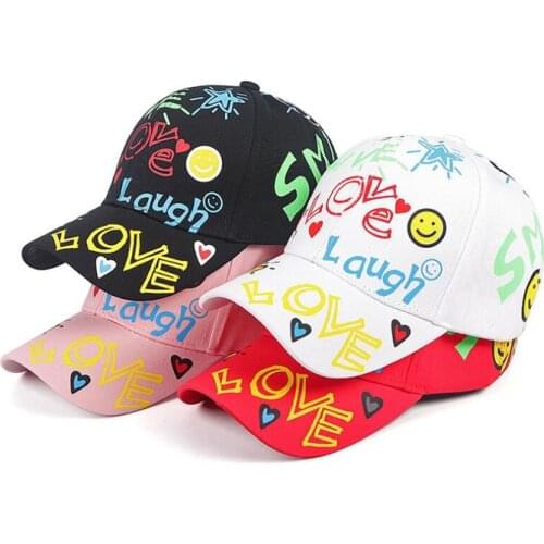 New High Quality Unisex Women Men Hats Adjustable Black White Color Printing Graffiti All-matching Baseball Cap Parent-Child Hat