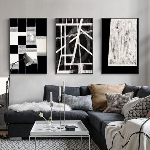 Frameless Space Dimension Abstract Decorative Painting Living Room Hanging Painting Dining Room Study Room Black and White Mural
