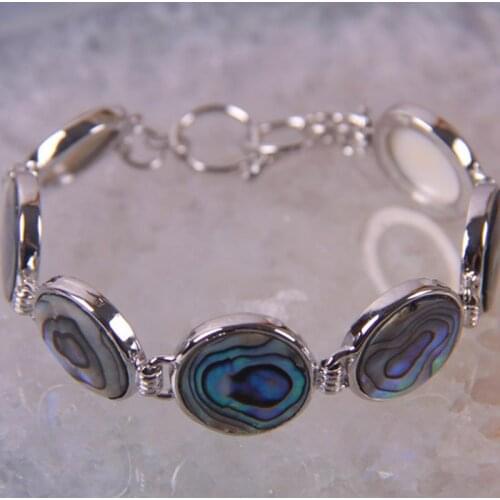 New Zealand Abalone Shell Beads Bracelet Bangle 8" Jewelry For Woman Gift G271