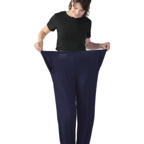 Womens pants loose plus size high waist elasticity plus fat plus size home sports pants casual navy blue pants домашние шорты