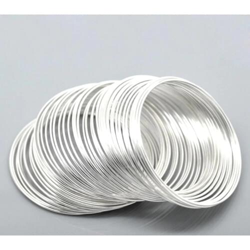 DoreenBeads Steel Wire Memory Beading Bracelets Components Round silver color DIY Findings 5cm-5.5cm Dia, 15 Loops Hot new