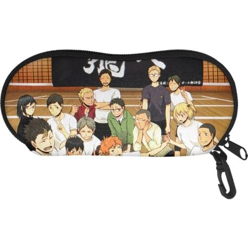 Polyester Glasses Case Bag Anime Haikyuu Print Eyeglass Cover Sunglasses Reading Glasses Carry Bag Zipper Travel Pack Pouch