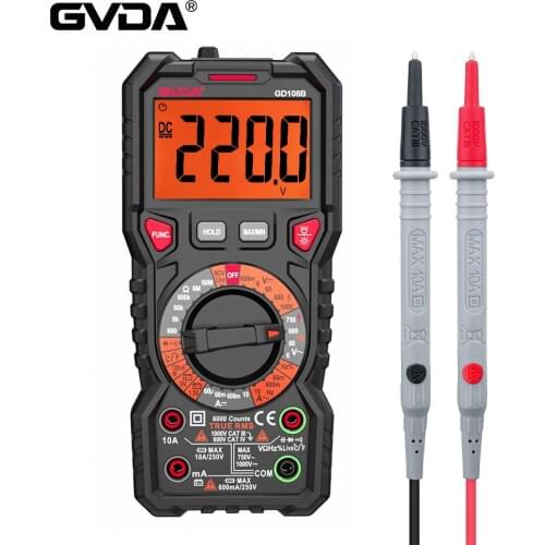 GVDA New Digital Multimeter 6000 Counts Voltage Tester True RMS Capacitance Meter AC DC NCV Hz Ohm Tester Smart Multimetro