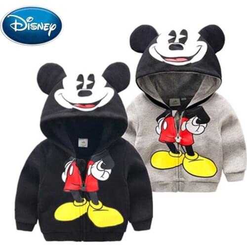 Disney Autumn Mickey Kid Jacket Children Hooded Coat Boys Girls Outerwear Zipper Clothe Spring Windbreaker Cute 2 Color