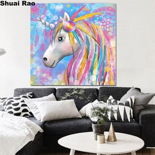 DIY Diamond Painting Unicorn pattern Diamond Embroidery round Full Square Cross Stitch 5 d mosaic Diamond animal horse