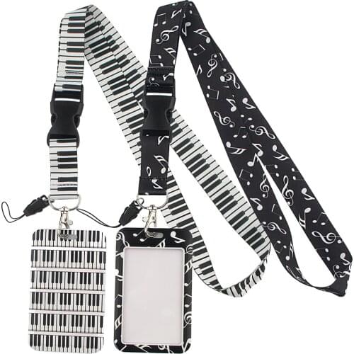 DZ1399 Musical Note Piano Print Keychain Ribbon Lanyards for Keys ID Card Phone Straps Hanging Rope Lariat Students Badge Holder