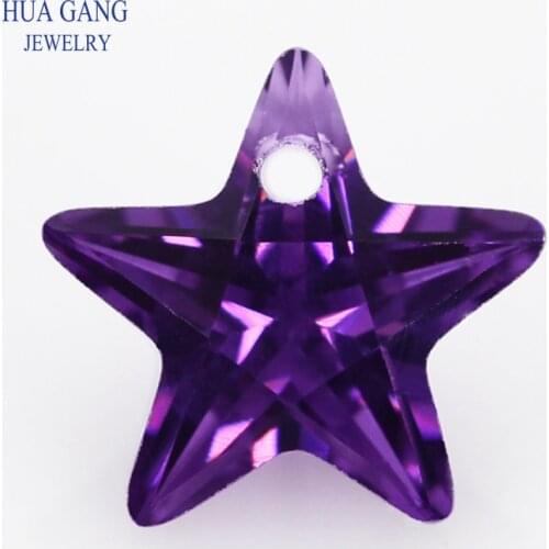 Single Hole AAAAA Star Shape Purple Cubic Zirconia Stone For Jewerly Making 4x4~10x10mm High Quality CZ Free Shipping