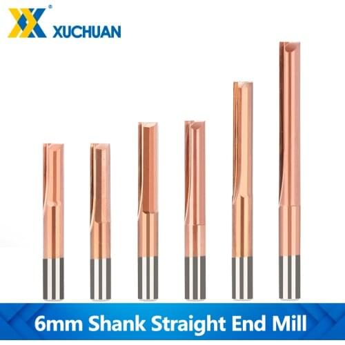 6mm Straigh Milling Cutter 2 Flute CNC Cutter for Wood MDF Plywood Milling Tool TiCN Coated Carbide End Mill Router Bit