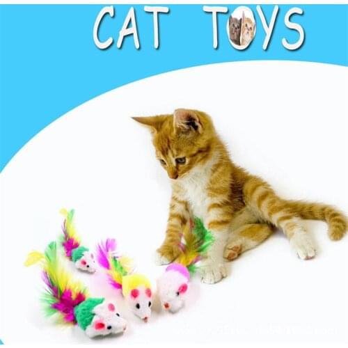 Cat Toys Soft Fleece False Mouse Cat Toys Colorful Feather Funny Playing Toys for Cats Kitten