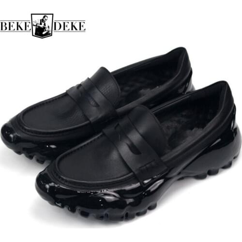 Italian Designer Mens Genuine Leather Dress Shoes Gothic Thick Platform Slip On Loafers Moccasin Gommino Wedding Formal Shoes