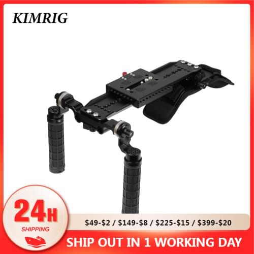 KIMRIG Shoulder Mount Rig With ARRI 12 Inch Dovetail Bridge Plate Rosette Handgrip Pair For Universal DSLR Camera DV Camcorder