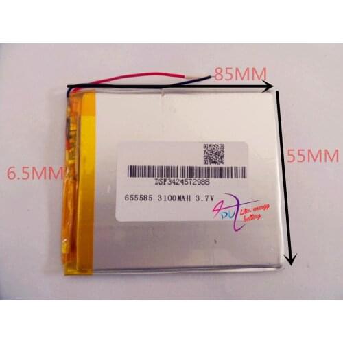 Best battery brand 655585 3.7V 3100mah 605585 Lithium polymer Battery with protection board For Tablet PCs PDA Digital Products