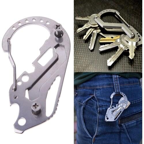 EDC Multifunctional carabiner Key organizer stainless steel multi tool utility gadget pocket holder clip camp travel kit