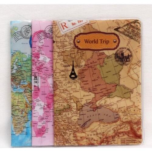 Fashion Map Passport Holder PVC Travel Passport Cover Case Cartoon Style Card ID Holders Slot