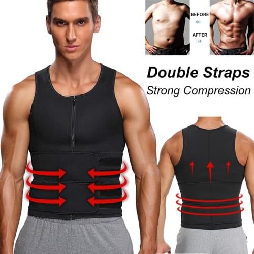 Neoprene Sauna Suit for Men Waist Trainer Vest Corset Body Shaper with Adjustable Tank Top Slimming Faja Shapewear