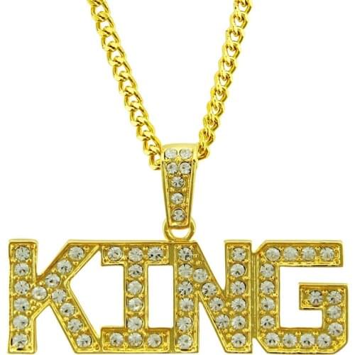 New Necklace European and American Hiphop King Mens Necklace Amazon Fashion Diamond Pendant Item Jewelry Gift Pendant Necklace