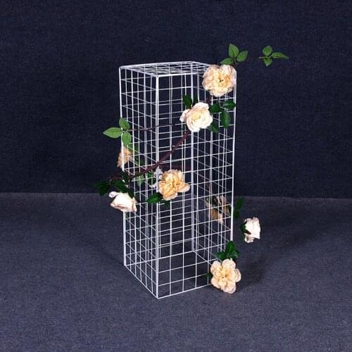 New grid road lead flower frame wrought iron geometric balloon road lead column party decorative flower stand wedding decor 30cm