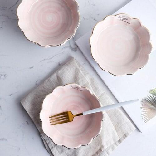 Dinner bowls Pink Blue Gradient Flower Phnom Penh Ceramic Girl Heart Breakfast Childrens Dessert Fruit Salad soup Bowl