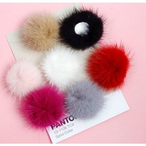 2pcs/lot 5cm Real Natural Fox Fur Pompom Balls Fur Pom Poms Winter Women DIY For Hairclips Hairband Hats Cap Gloves Keychain