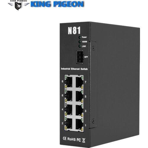 8 LAN Rugged Industrial Ethernet Switch support PoE output IOT Gateway supports 1 Gigabit optical port N81