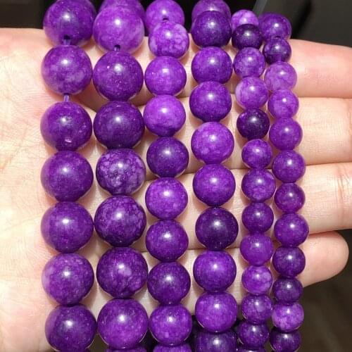 Dark Purple Jades Natural Angelite Stone Beads Loose Round Beads For Jewelry Making DIY Bracelet Charm Accessories 6 8 10mm 15