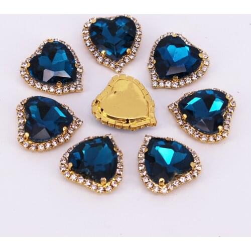 20pcs/lot Diamond Flatback Embellishment for Wedding Hair Ribbon Craft Decor Heart Shape Rhinestone Button Metal Brooch Button