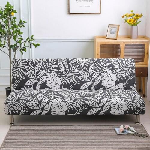 Universal Sofa Bed Protector Without Armrest Modern Elastic Leaf Print Sofa Bed Covers All-inclusive Sofas Modernos Para Sala