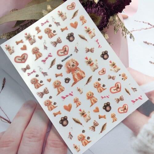 Party Outsite Tourism for Women Girls 9*12cm 3d DIY Japanese Style Nail Stickers Dogs Fingernail Decals Manicue Art Gifts