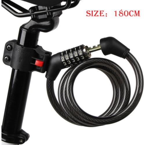 Bicycle Lock 1.8m Road Mountain Bike Black Folding Cable Locks cycle lucchetto bici antivol 180cm Code Bicycle Lock