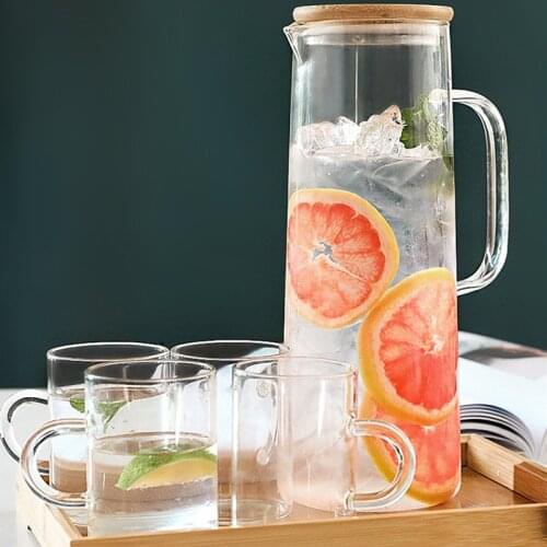 High borosilicate large-capacity glass explosion-proof cold kettle high temperature resistant cool teapot bamboo lid glass pot