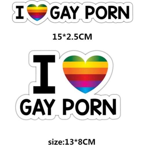 I LOVE GAY PORN Car Creative Stickers Car Sunshade Stickers Waterproof Stickers Reflective Personality Auto Stickers Decal
