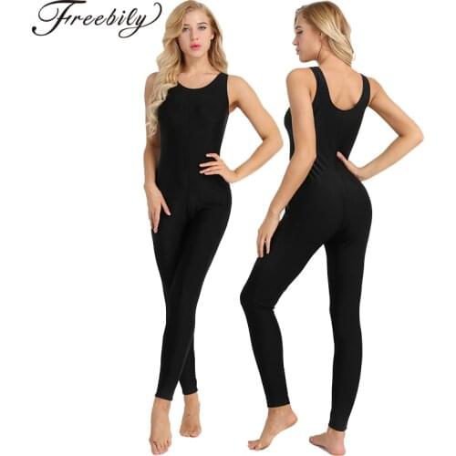 Women Sleeveless Stretchy Unitard Yoga Dance Bodysuit Adult Gymnastics Leotard Sports Jumpsuit Ballet Practice Dancewear