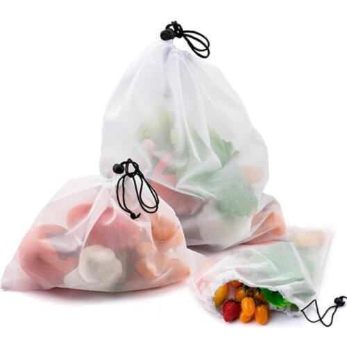 10PCS Reusable Vegetable Fruit Mesh Produce Bags Washable Eco Friendly Bags for Grocery Shopping Storage Toys Sundries