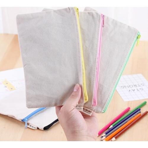 200pcs/lot blank canvas zipper Pencil cases pen pouches cotton cosmetic Bags makeup bags Mobile phone clutch bag organizer SN022