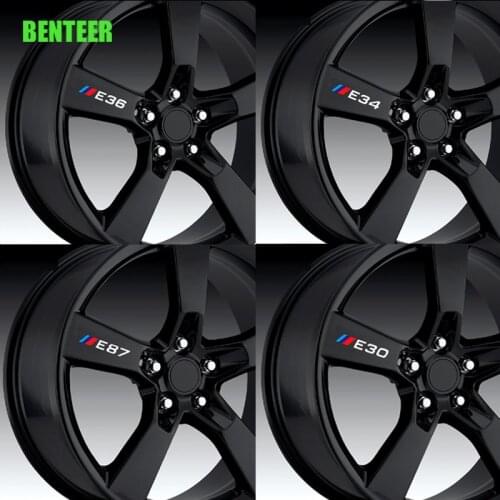 4pcs Power Motorsport Car Rim sticker For BMW E30 E34 E36 E39 E46 E60 E87 E90 X1 X2 X3 X4 X5 X6 X7