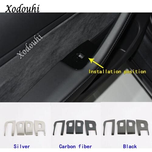 For Tesla Model 3 Model3 2018 2019 2020 Car Sticker Trim Frame Lamp Inside Inner Door Window Glass Armrest Switch Panel 4pcs