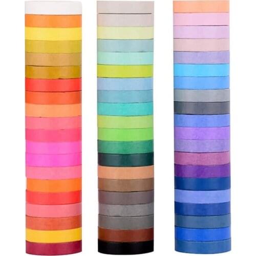 60 Rolls Rainbow Washi Masking Tape Set for DIY Decor Scrapbooking Sticker Masking Paper Decoration Tape Adhesive